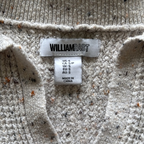 William Rast Cream Speckled Texture Sweater Split Collar Boxy Cotton Knit Sz S - Picture 9 of 12